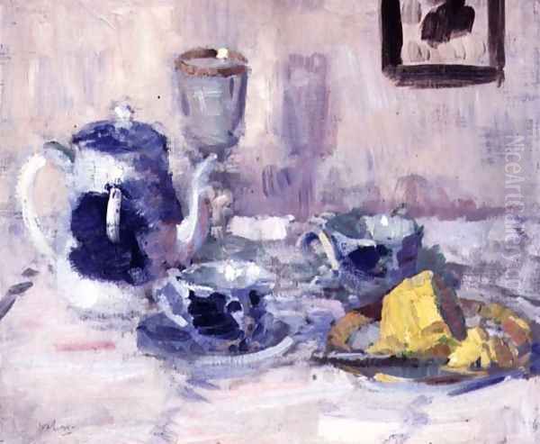 Still Life, Blue and White Oil Painting by Francis Campbell Boileau Cadell