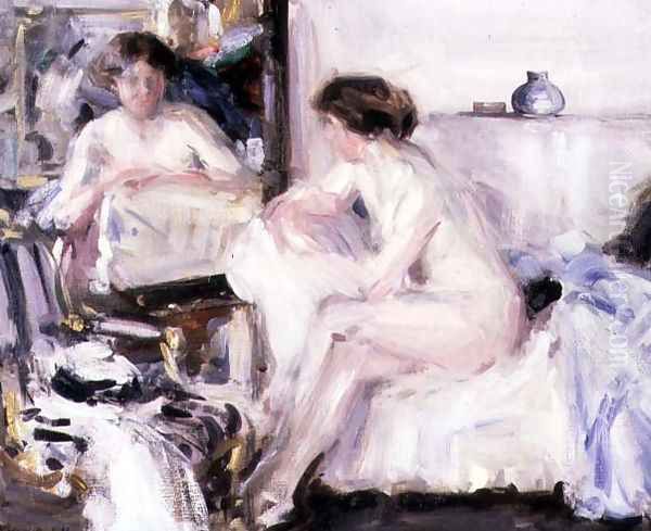 Nude Seated on a Sofa Oil Painting by Francis Campbell Boileau Cadell