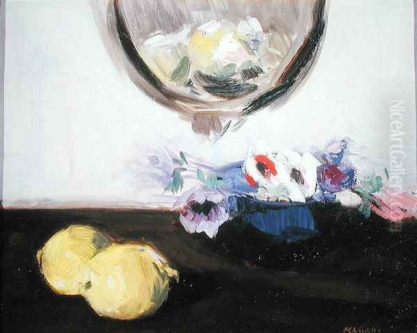 Anemones and Lemons Oil Painting by Francis Campbell Boileau Cadell