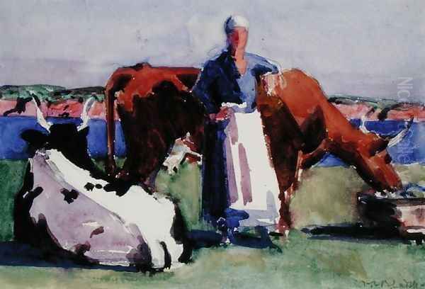 Milkmaid, Iona Oil Painting by Francis Campbell Boileau Cadell