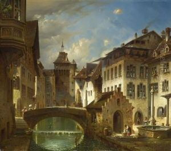 Schaffhausen Oil Painting by Friedrich Eibner