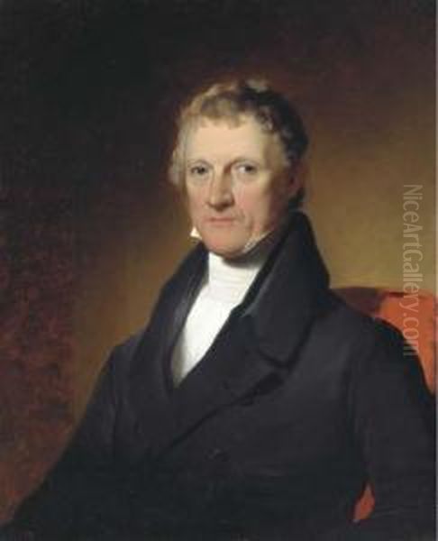 A Portrait Of A Gentleman In A Black Coat; Also A Portrait Of Alady Oil Painting by Jacob Eichholtz