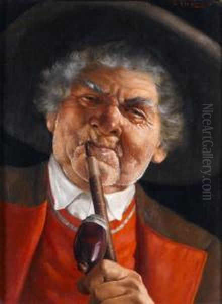 His Favourite Pipe Oil Painting by Erwin Eichinger