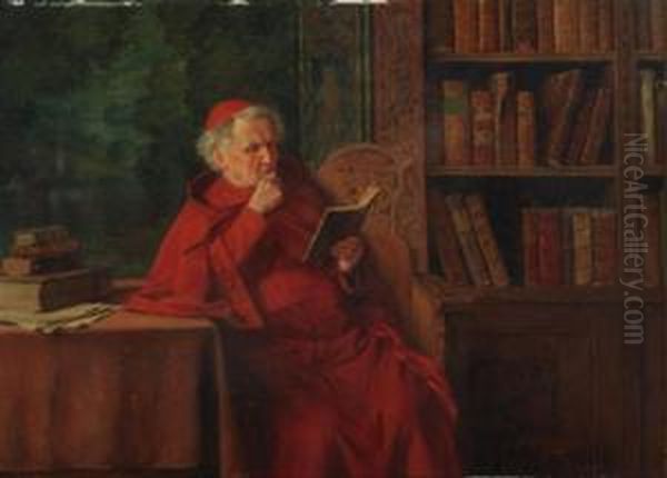 Cardinal Reading Oil Painting by Erwin Eichinger