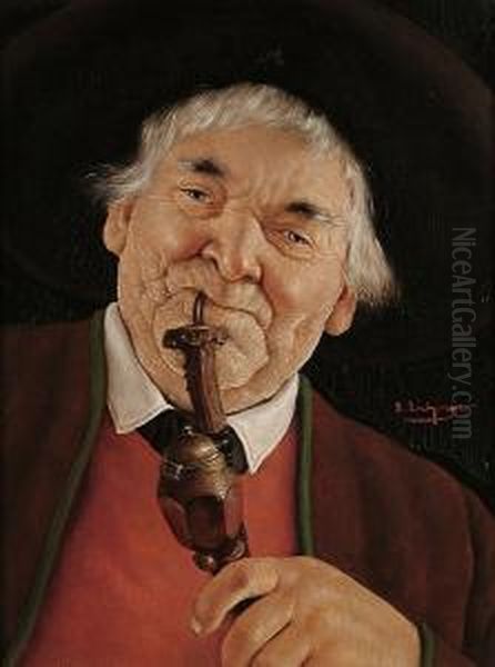 A Favourite Pipe; The Connoisseur Oil Painting by Erwin Eichinger