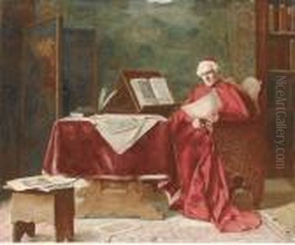 A Cardinal Examining Drawings Oil Painting by Erwin Eichinger