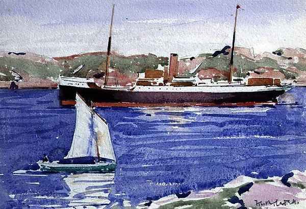 Steamer and Yacht, Iona Oil Painting by Francis Campbell Boileau Cadell