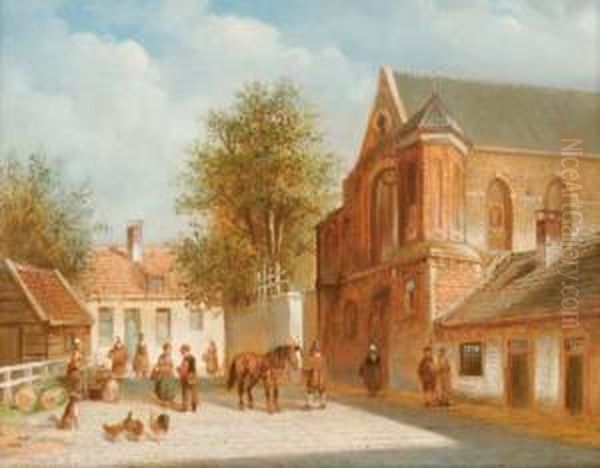 View Of A Sunny Town Oil Painting by Willem Hendrik Eickelberg