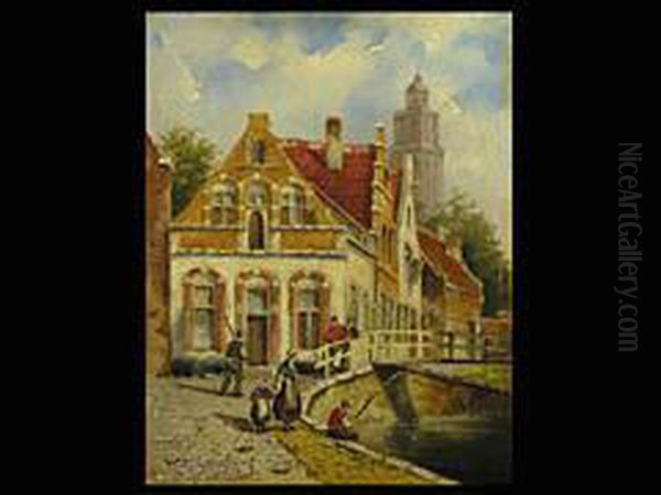 Niederlandische Dorfszene Oil Painting by Willem Hendrik Eickelberg