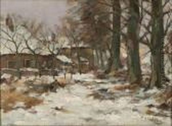 Winter Landscape Oil Painting by Willem Hendrik Eickelberg