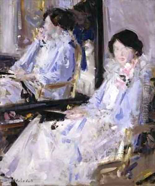 Girl in Blue Reflections Oil Painting by Francis Campbell Boileau Cadell