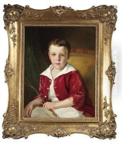 Julius Lowe, Son Of Alexander And Marie Lowe At The Age Of Five Oil Painting by Anton Einsle