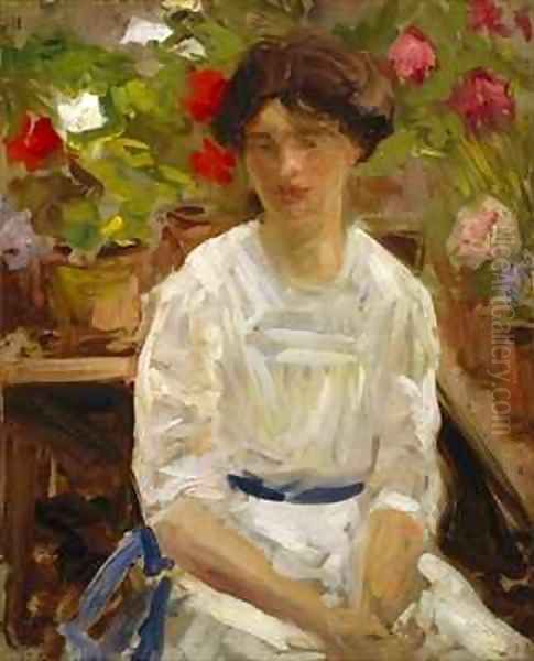 Lady in White Oil Painting by Francis Campbell Boileau Cadell