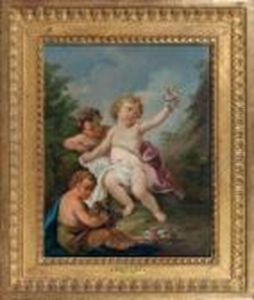 Trois Amours, 
Allegorie Du Printemps Oil Painting by Charles Dom. Joseph Eisen