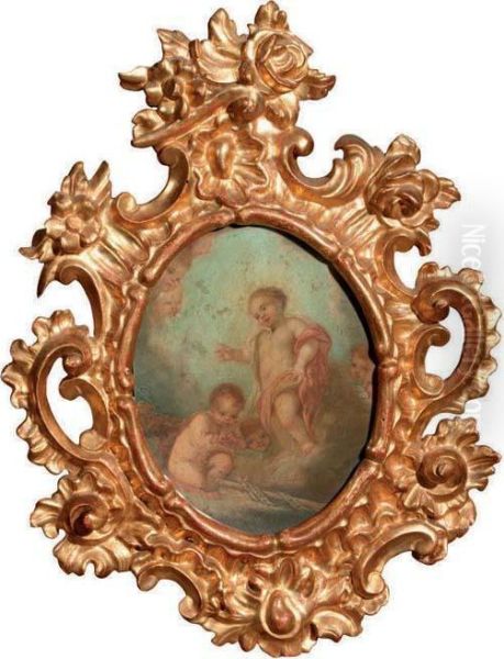 The Christ Child And The Infant Saint John The Baptist With Angels Oil Painting by Charles Dom. Joseph Eisen