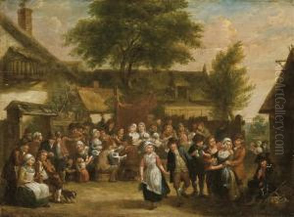 La Danse Villageoise ; Et Scene De Banquet Dans Un Village Oil Painting by Francois Eisen