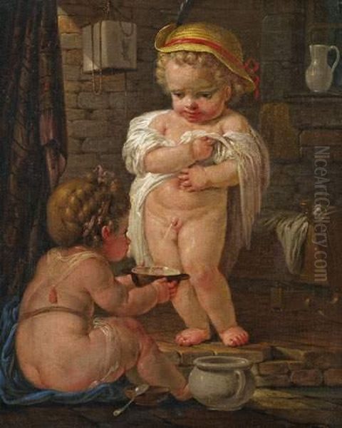 Jeux De Putti Oil Painting by Francois Eisen