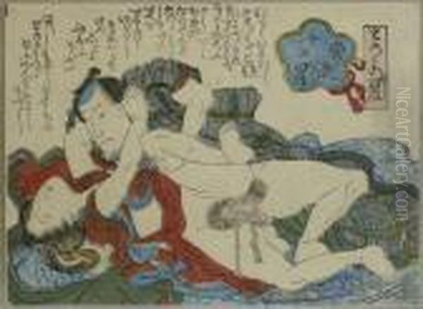 Eisen, Ikeda . Shunga-blatt. Zw?lf Stilvolle Sterne. Japan, 1830/35 Oil Painting by Keisai Eisen