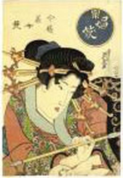 ````shogi' (courtesan) From The 
Series ````imayo Bijo Kurabe' (comparison Of Contemporary Beauties) Oil Painting by Keisai Eisen