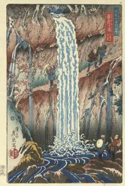 Uramigataki, Santaki No Sono Ikkei (urami Waterfall, Of The Three Famous Waterfalls) Oil Painting by Keisai Eisen