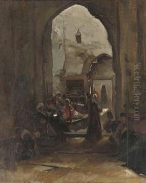 The Bustling Souk Oil Painting by Ferencz, Franz Eisenhut