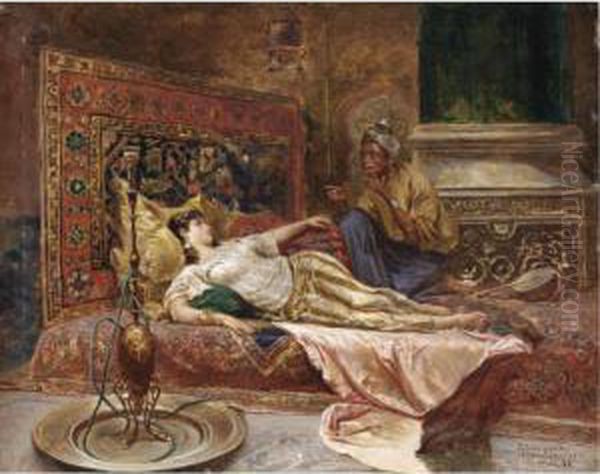 Reclining Odalisque Oil Painting by Ferencz, Franz Eisenhut