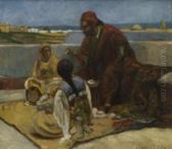 Orientalischer
 Marchenerzahler. Oil Painting by Ferencz, Franz Eisenhut