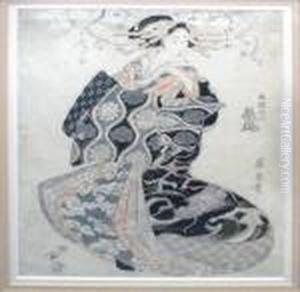 Femalefigure, Possibly Hana Ogi Oil Painting by Chobunsai Eishi