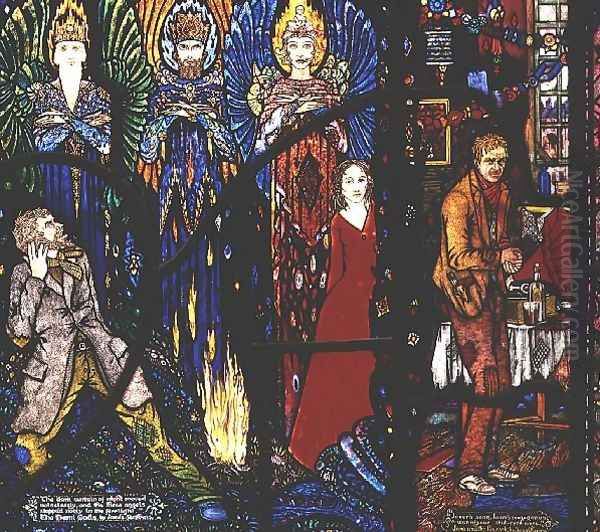 Detail from the Geneva Window depicting 'The Demi Gods' and 'Juno and the Paycock', 1929 Oil Painting by Harry Clarke