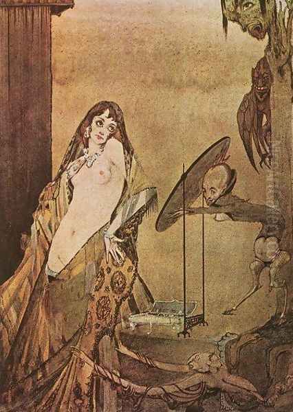 Drest thus, I seem a different creature! Oil Painting by Harry Clarke