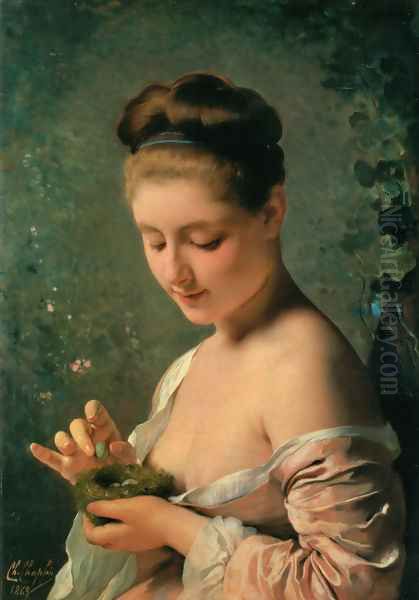 La ragazza col nido (Girl with a Nest) Oil Painting by Charles Chaplin