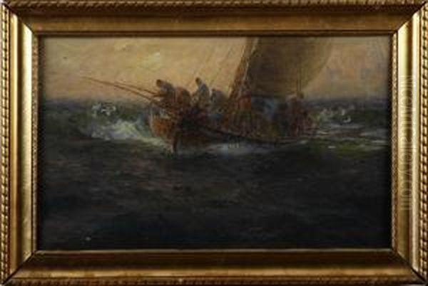 Makrillfiske - Marinmotiv Oil Painting by Emil Ekman