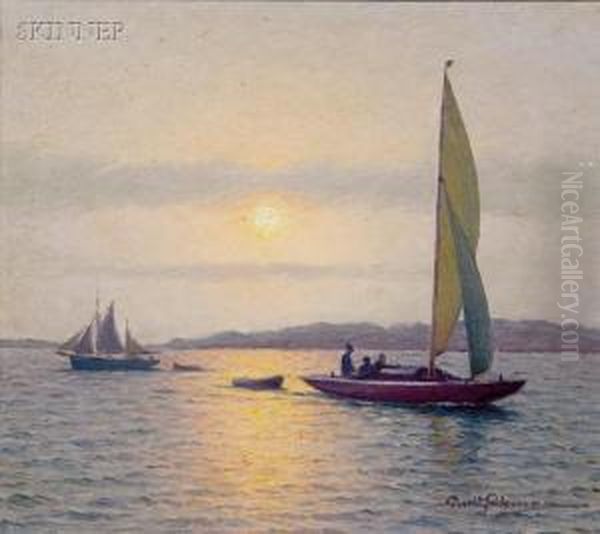 Sailboats At Dusk by Emil Ekman