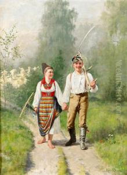 Efter Skorden Oil Painting by H. Knut Ekwall