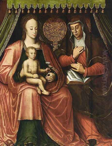 Virgin and Child with St Anne Oil Painting by Antoon Claeissens