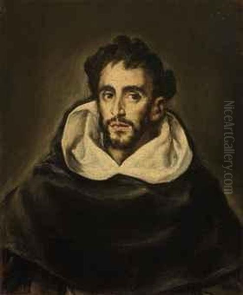 Portrait Of Fray Hortensio Felix Paravicino, Bust-length, In Blackrobes Oil Painting by El Greco (Domenikos Theotokopoulos)