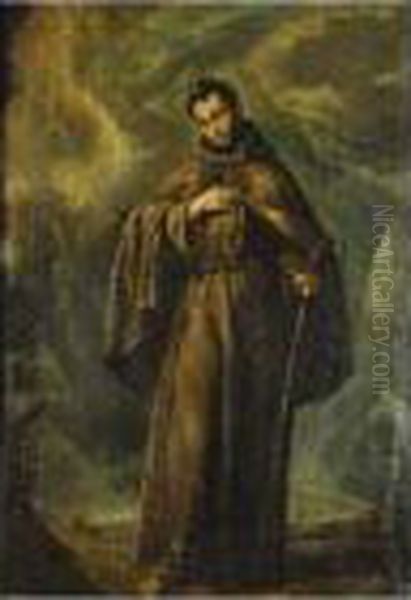 San Bernardino Oil Painting by El Greco (Domenikos Theotokopoulos)