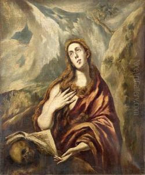 The Penitent Magdalene Oil Painting by El Greco (Domenikos Theotokopoulos)