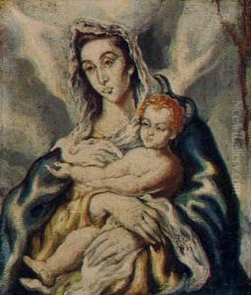 Madonna And Child Oil Painting by El Greco (Domenikos Theotokopoulos)