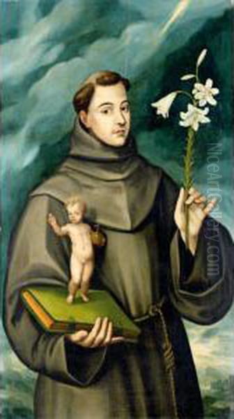 Saint Anthony Of Padua Oil Painting by El Greco (Domenikos Theotokopoulos)