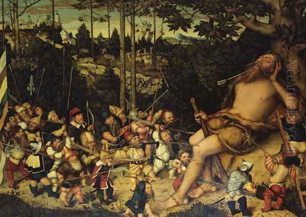 The Sleeping Hercules Beset by Pygmies, 1551 Oil Painting by Lucas The Younger Cranach