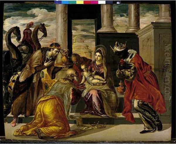 The Adoration Of The Magi Oil Painting by El Greco (Domenikos Theotokopoulos)