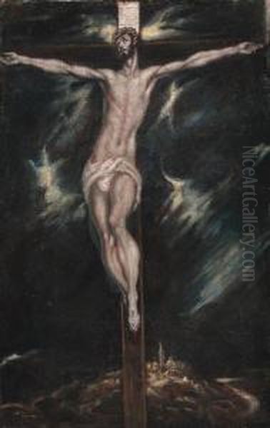 The Crucifixion Oil Painting by El Greco (Domenikos Theotokopoulos)