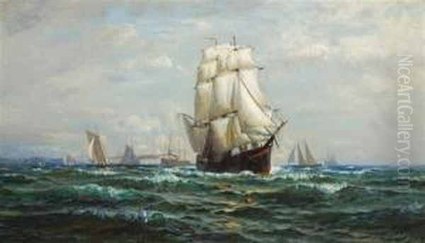 Off New Bedford Harbor Oil Painting by Lemuel D. Eldred