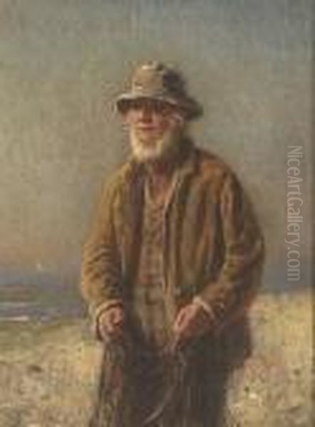 Fisherman With His Nets. Oil Painting by Lemuel D. Eldred