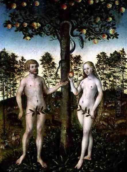 The Fall of Man 1549 Oil Painting by Lucas The Younger Cranach