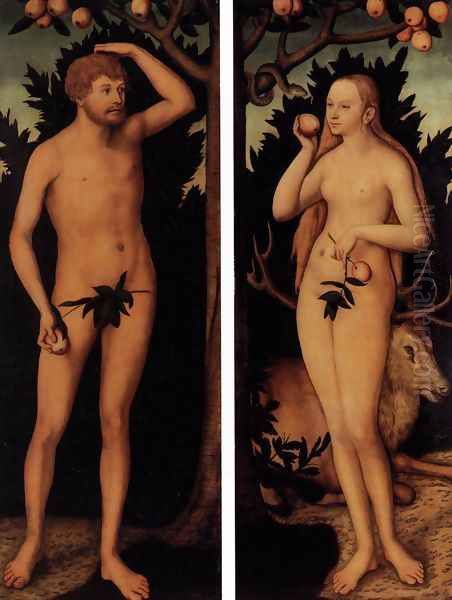 Adam and Eve after 1537 Oil Painting by Lucas The Younger Cranach