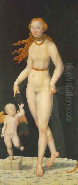 Venus and Cupid Oil Painting by Lucas The Younger Cranach