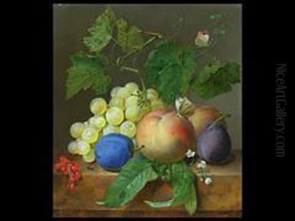 Fruchtestillleben Mit Schmetterling Oil Painting by Jan Frans Eliaerts