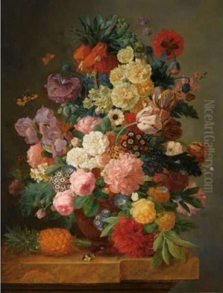 A Flower Still Life Oil Painting by Jan Frans Eliaerts